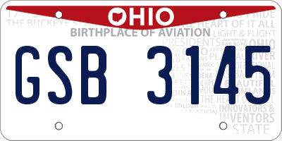 OH license plate GSB3145