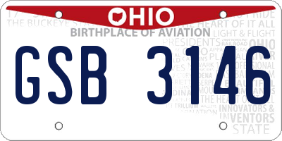 OH license plate GSB3146