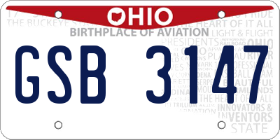OH license plate GSB3147