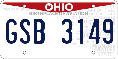 OH license plate GSB3149