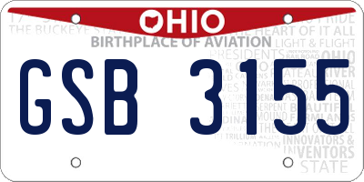 OH license plate GSB3155