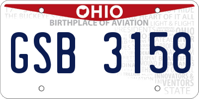OH license plate GSB3158
