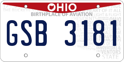 OH license plate GSB3181