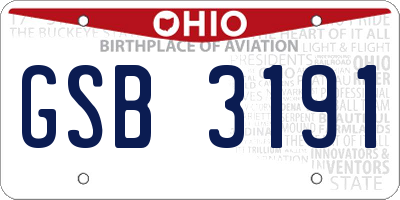 OH license plate GSB3191
