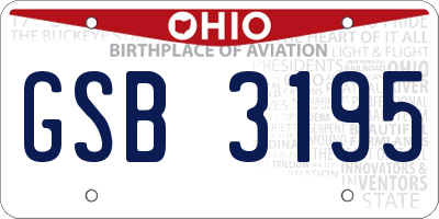OH license plate GSB3195