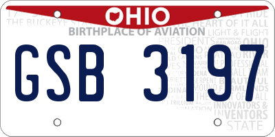 OH license plate GSB3197