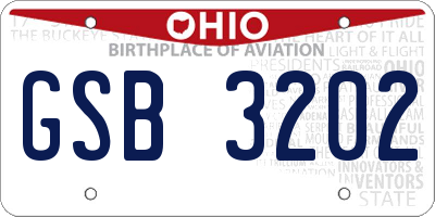 OH license plate GSB3202