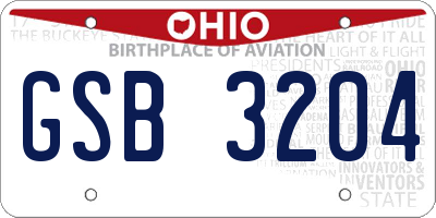 OH license plate GSB3204