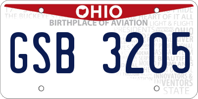 OH license plate GSB3205