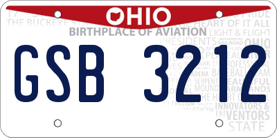 OH license plate GSB3212