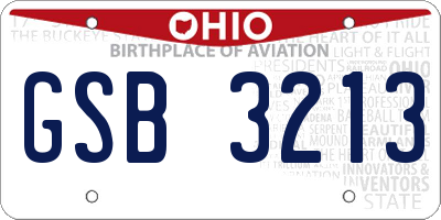 OH license plate GSB3213