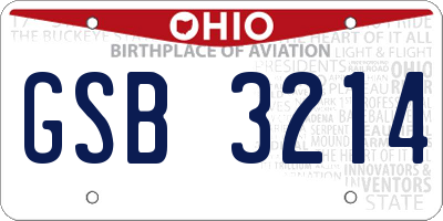OH license plate GSB3214