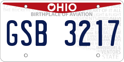 OH license plate GSB3217