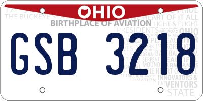 OH license plate GSB3218