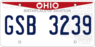 OH license plate GSB3239