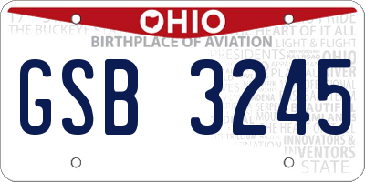 OH license plate GSB3245