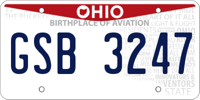 OH license plate GSB3247