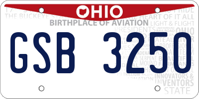 OH license plate GSB3250