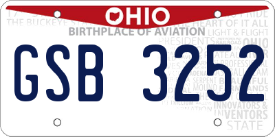 OH license plate GSB3252