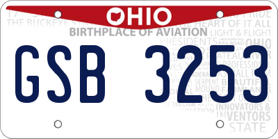 OH license plate GSB3253