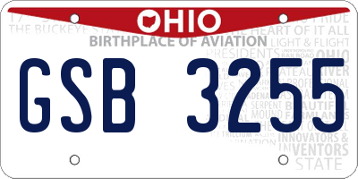 OH license plate GSB3255