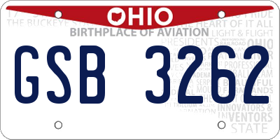 OH license plate GSB3262