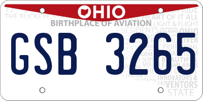 OH license plate GSB3265