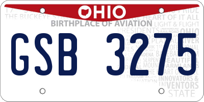 OH license plate GSB3275