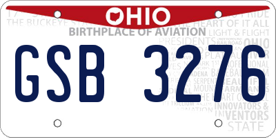 OH license plate GSB3276