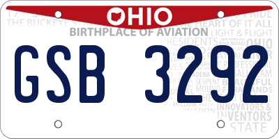 OH license plate GSB3292