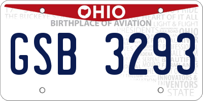 OH license plate GSB3293