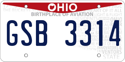 OH license plate GSB3314