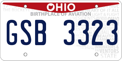 OH license plate GSB3323