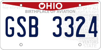 OH license plate GSB3324