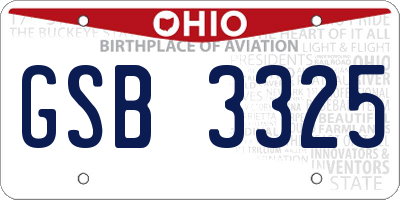 OH license plate GSB3325
