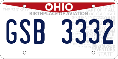 OH license plate GSB3332