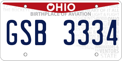 OH license plate GSB3334