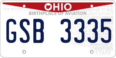 OH license plate GSB3335