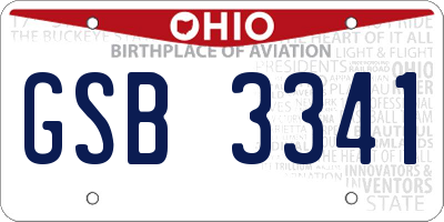 OH license plate GSB3341