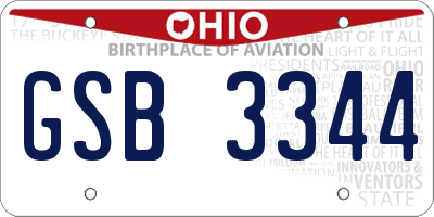 OH license plate GSB3344