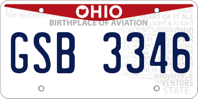 OH license plate GSB3346