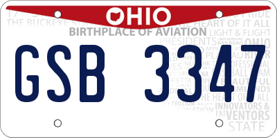 OH license plate GSB3347