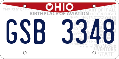 OH license plate GSB3348
