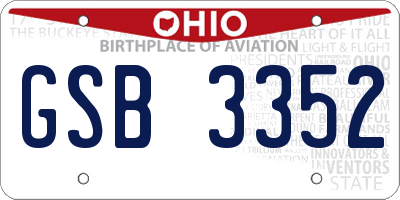 OH license plate GSB3352