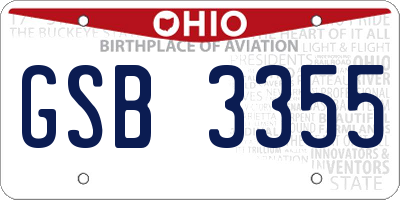 OH license plate GSB3355