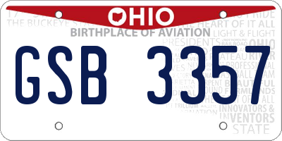 OH license plate GSB3357