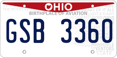 OH license plate GSB3360