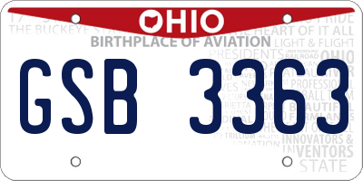 OH license plate GSB3363
