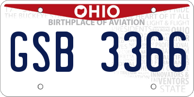 OH license plate GSB3366