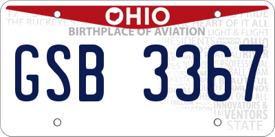 OH license plate GSB3367